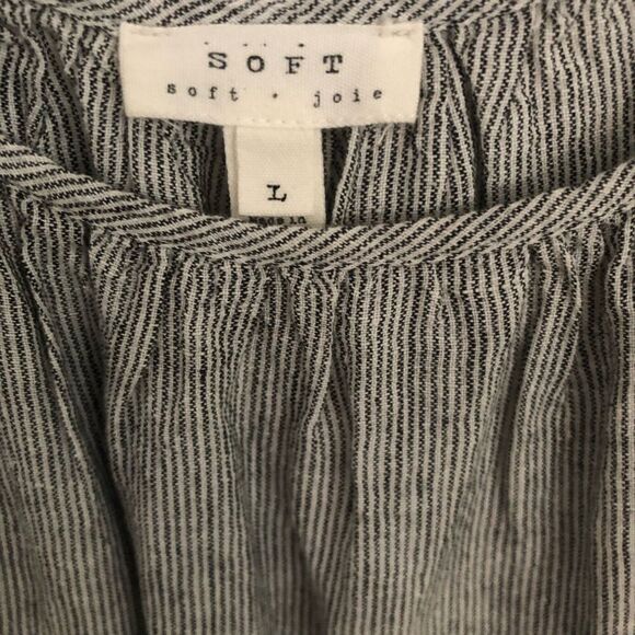 Soft Joie 100% Linen Striped Spaghetti Strap Tunic Top Size Large - Picture 2 of 5